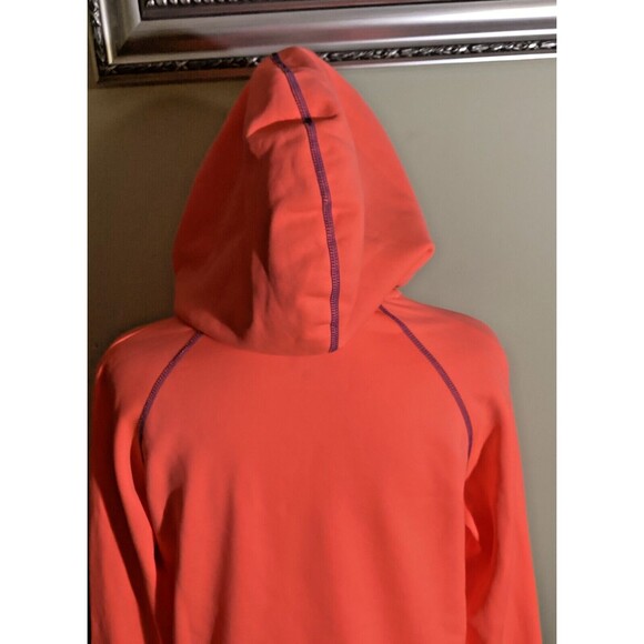 Nike Therma-Fit Womens Size M Neon Orange Swoosh Logo Hooded Pullover Sweatshirt - Picture 6 of 12
